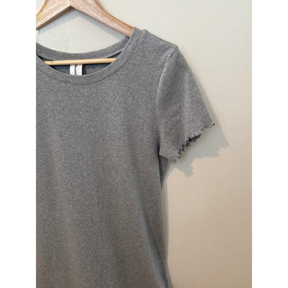 Abound Gray Ribbed Midi Dress Lettuce Hem Fitted Minimalist Basic ✨